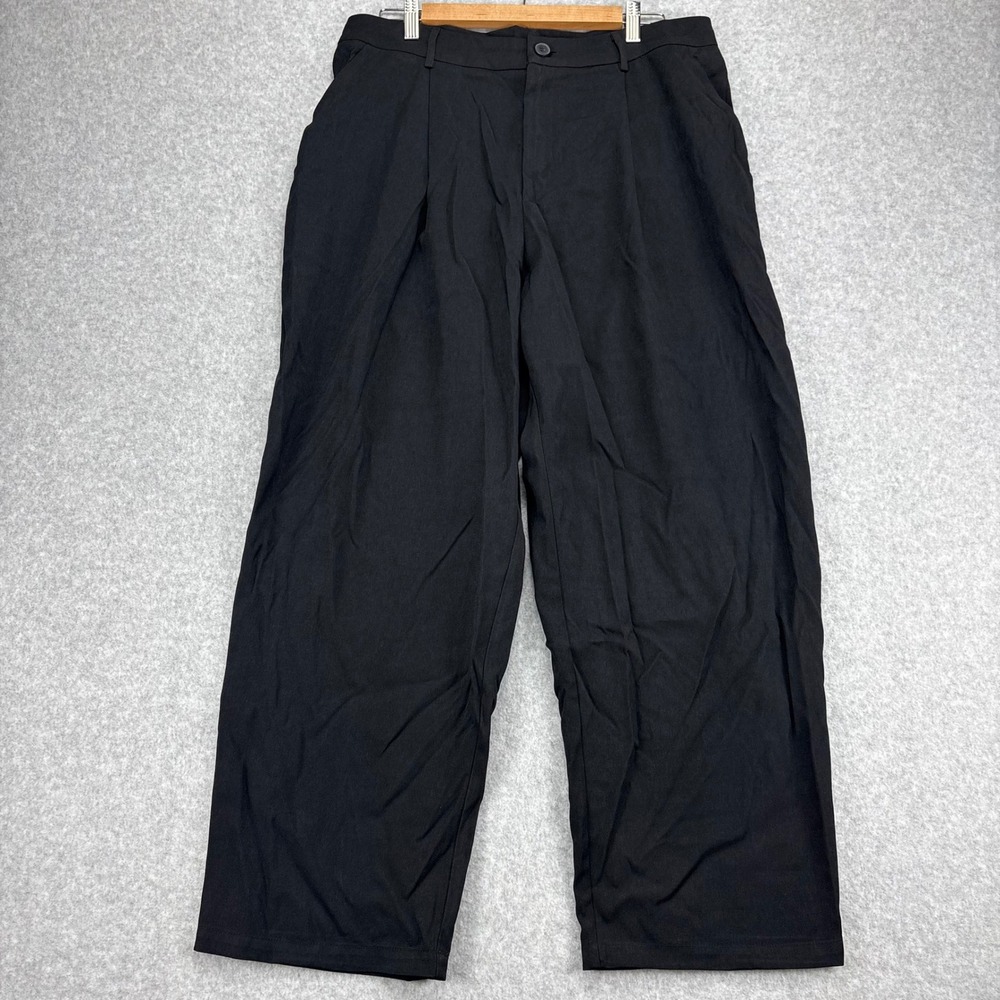Cider Trousers Womens 0XL Black Wide Leg Pleated Stretch High Waist Career NWT